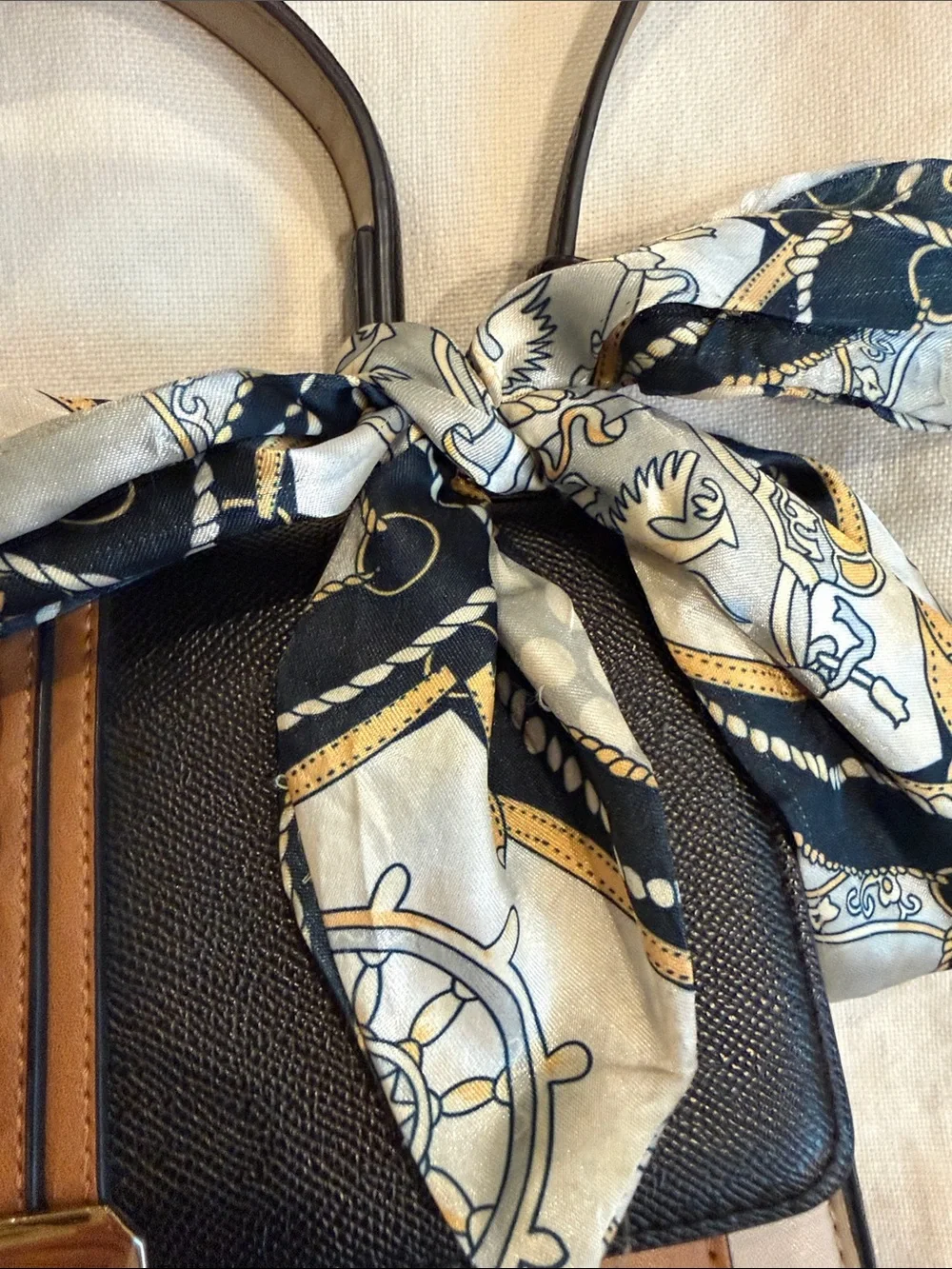 Aldo Tri-Color Satchel with Scarf Accent